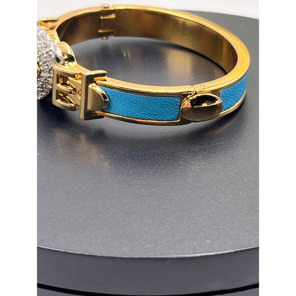 Juicy Couture Blue Leather Pave
Heart Hinged Gold Tone Buckle Bangle - Picture 6 of 9
